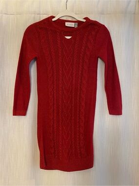 The Children's Place Red Cable-Knit Keyhole Crewneck Dress